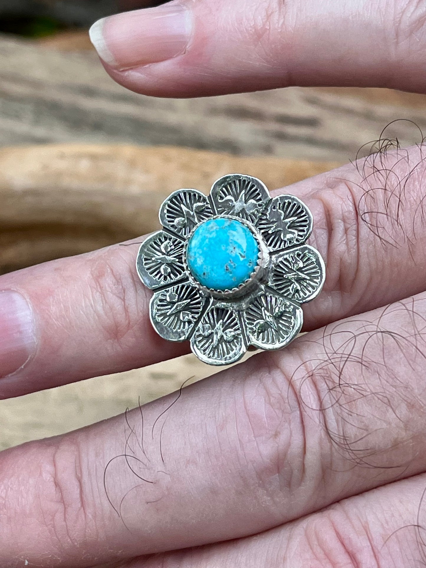 Bluebird turquoise-spinner ring. Size-7.5