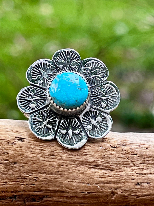 Bluebird turquoise-spinner ring. Size-7.5