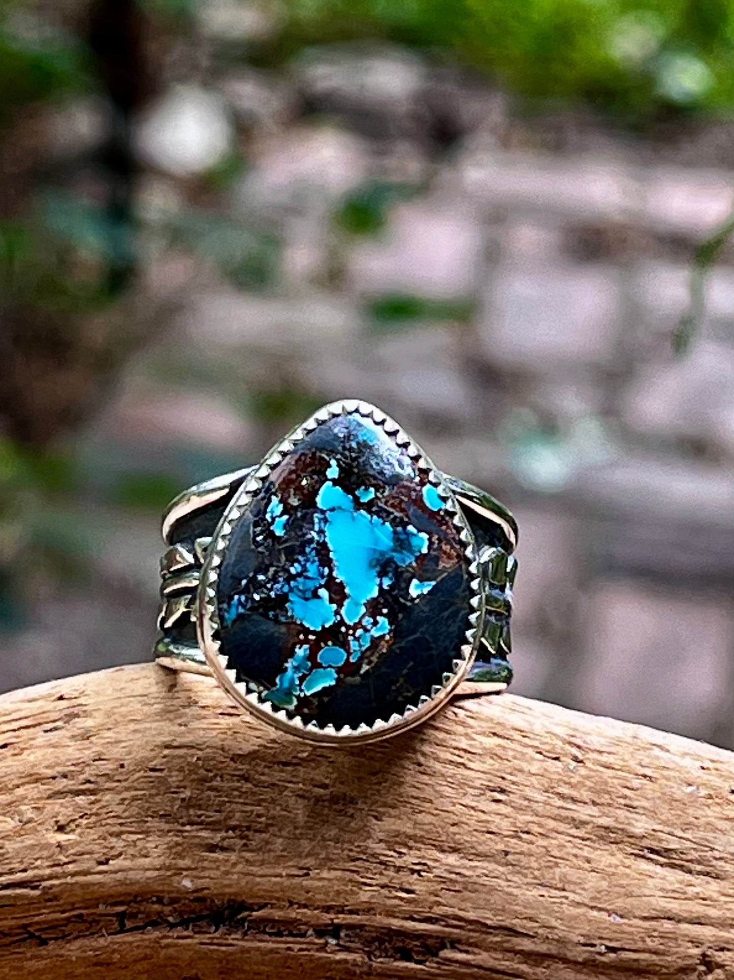 “Stunning” natural Brannon Blue Turquoise ring-size 9