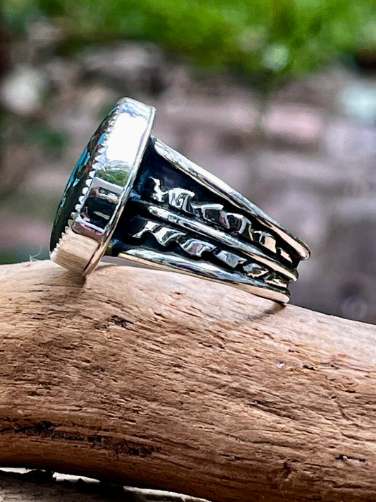 “Stunning” natural Brannon Blue Turquoise ring-size 9