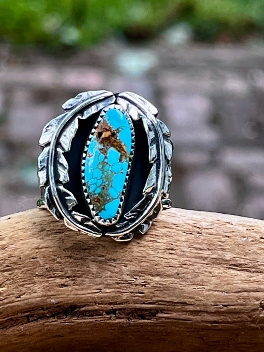 Natural high grade royston turquoise ring-size 8.5