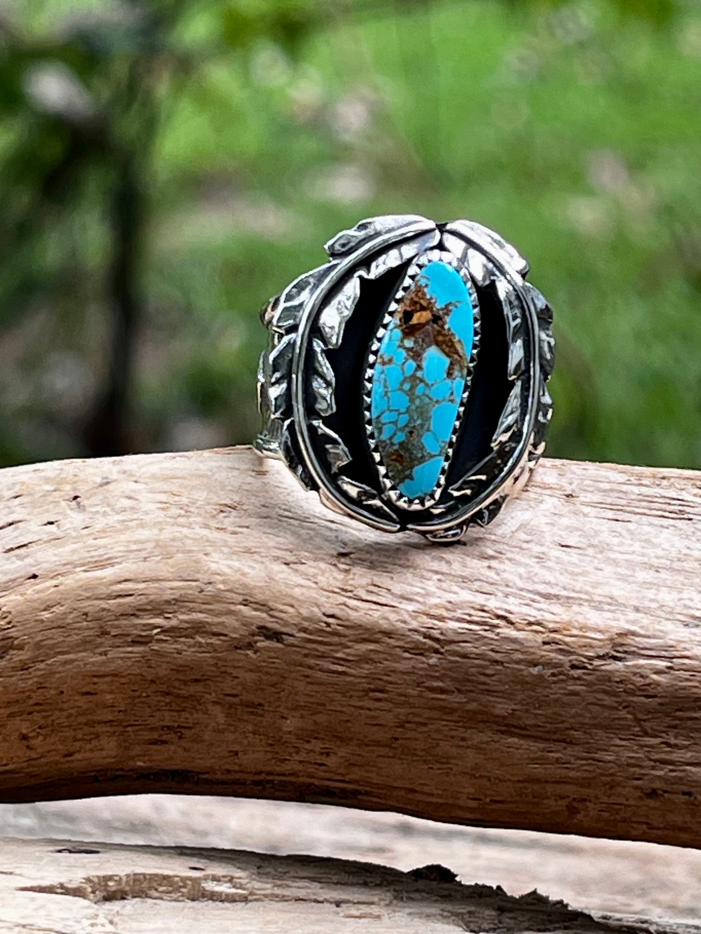 Natural high grade royston turquoise ring-size 8.5