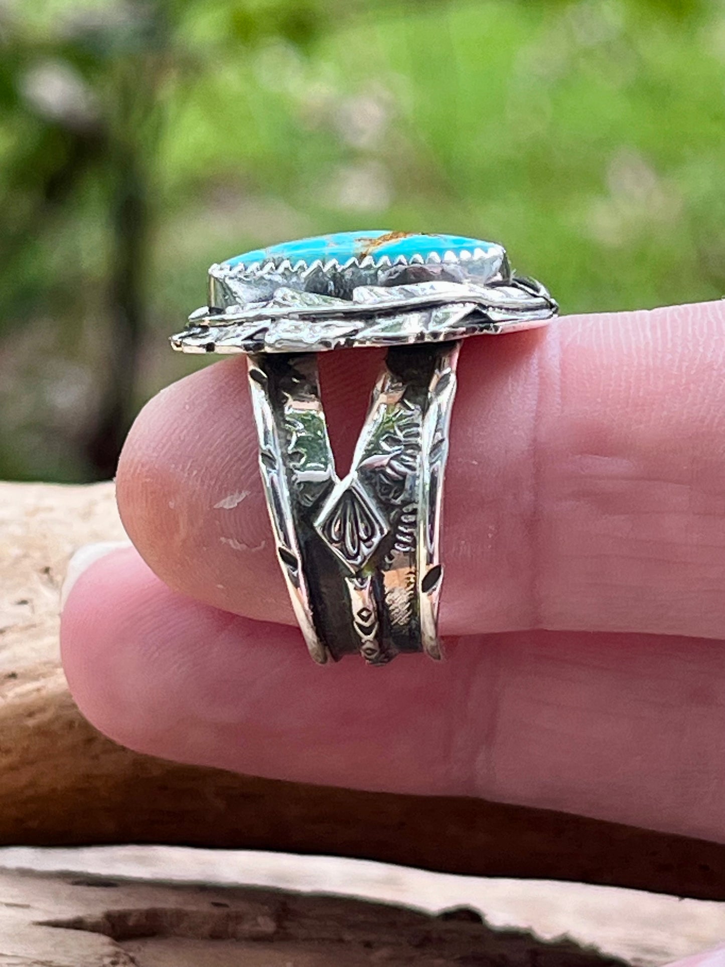 Natural high grade royston turquoise ring-size 8.5
