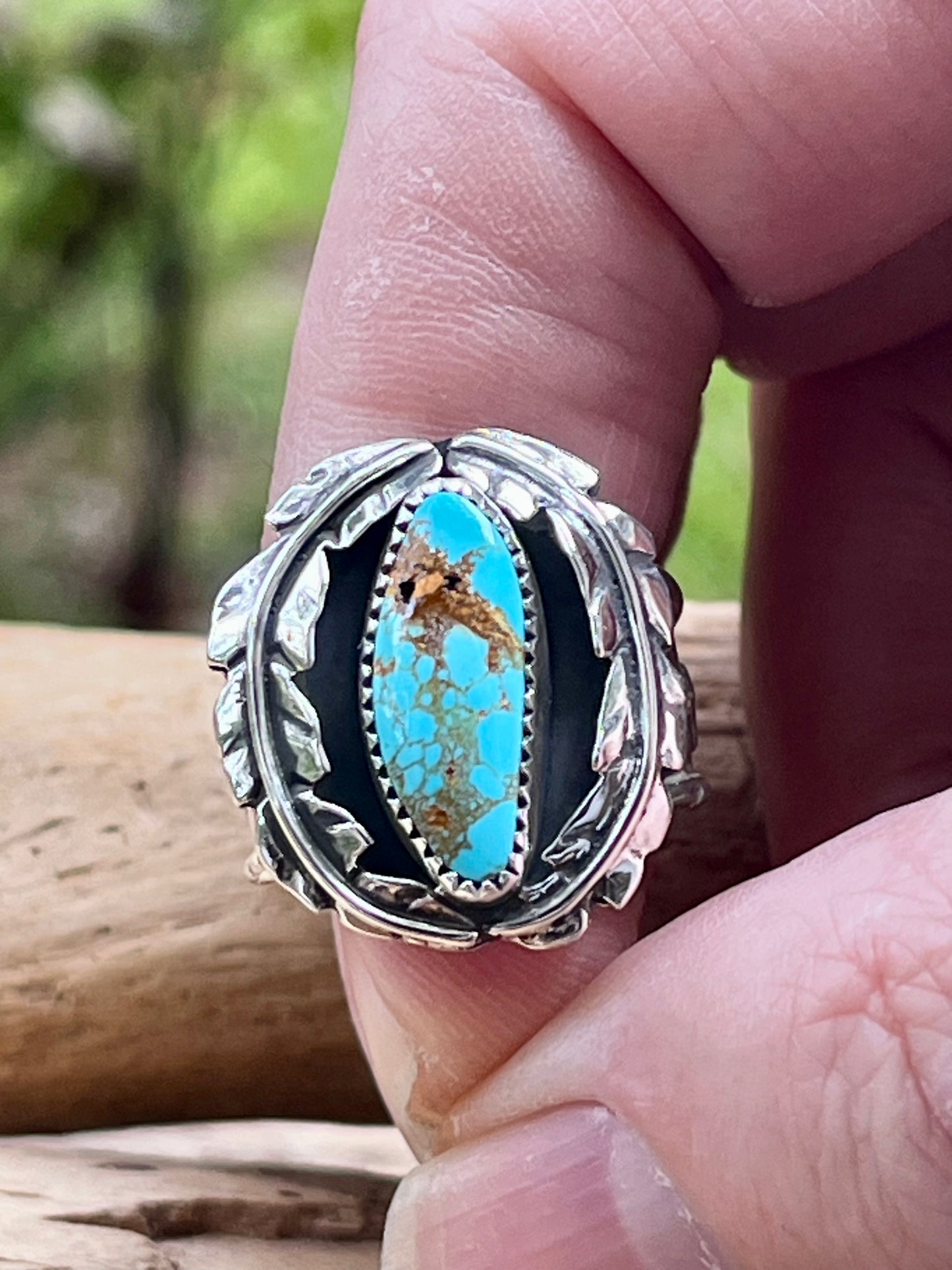 Natural high grade royston turquoise ring-size 8.5