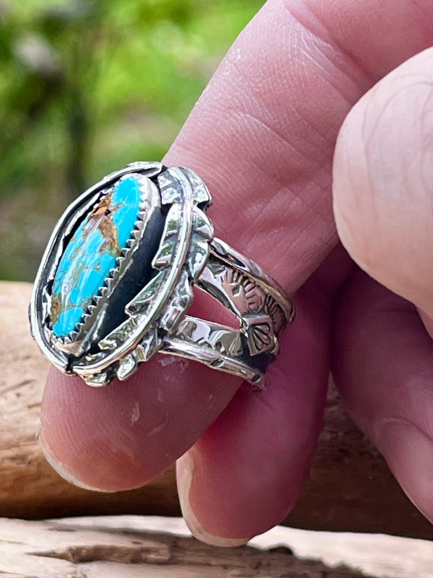 Natural high grade royston turquoise ring-size 8.5