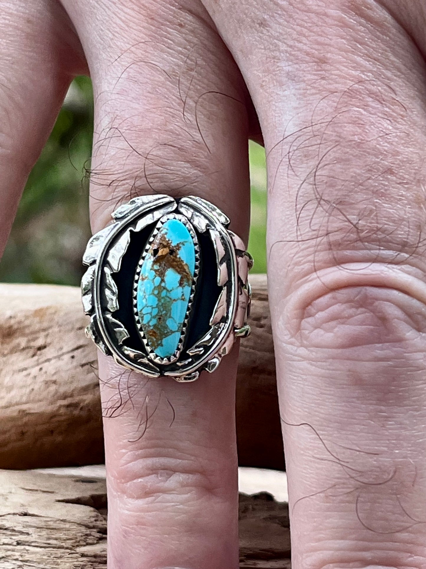 Natural high grade royston turquoise ring-size 8.5