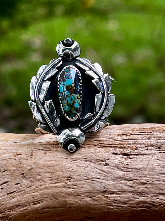 “The Queen” natural high grade rattlesnake turquoise ring-size-8