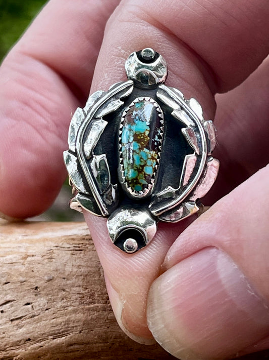 “The Queen” natural high grade rattlesnake turquoise ring-size-8