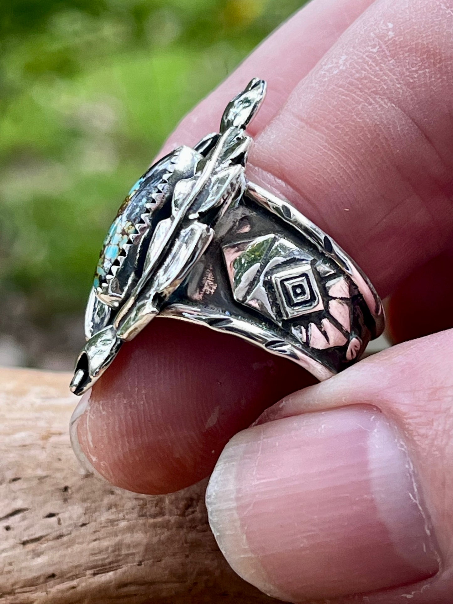 “The Queen” natural high grade rattlesnake turquoise ring-size-8