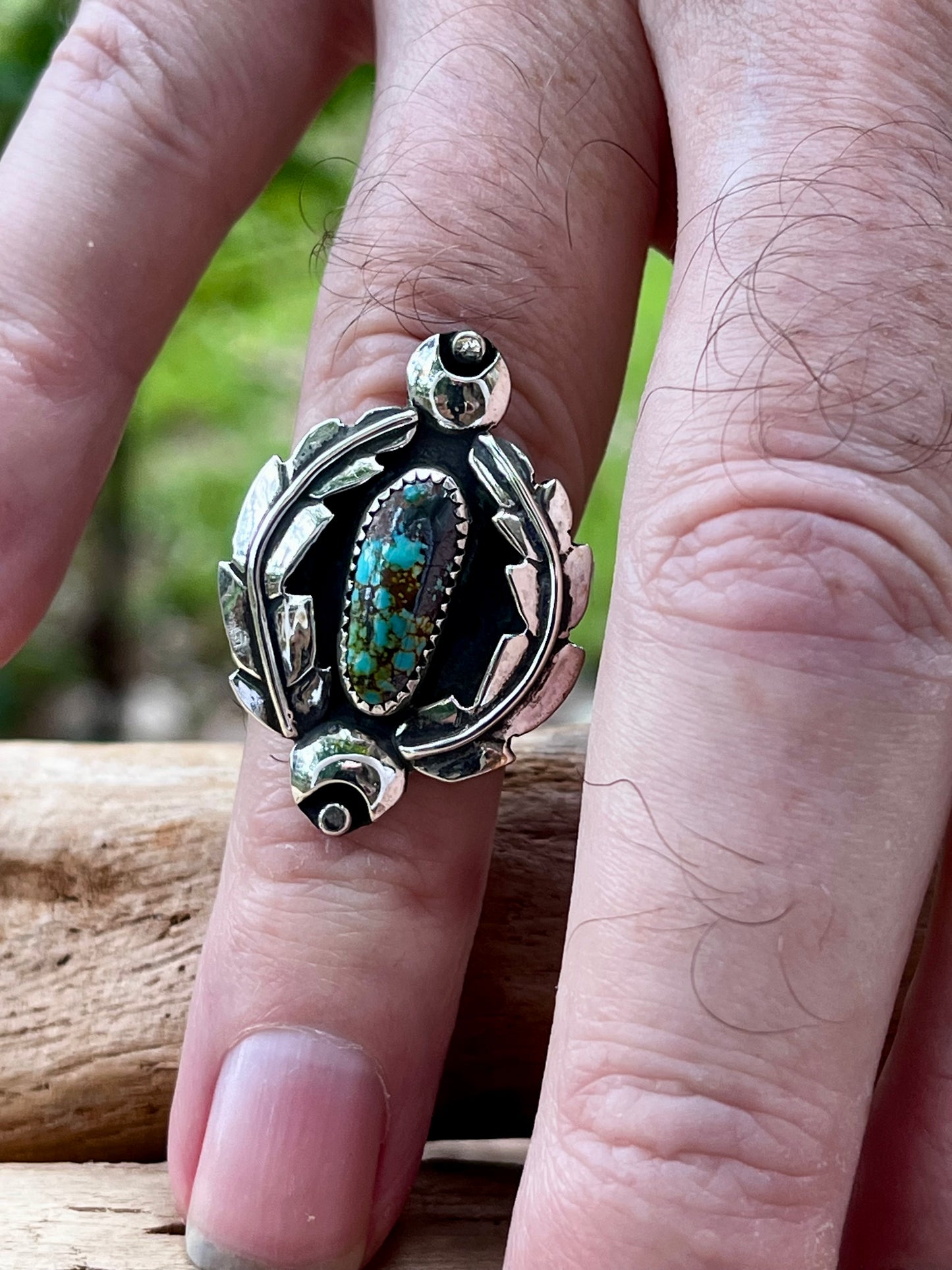 “The Queen” natural high grade rattlesnake turquoise ring-size-8