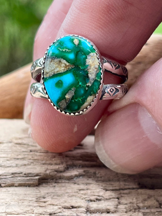 “Color blast” Sonoran Gold turquoise ring-size 8.75-9