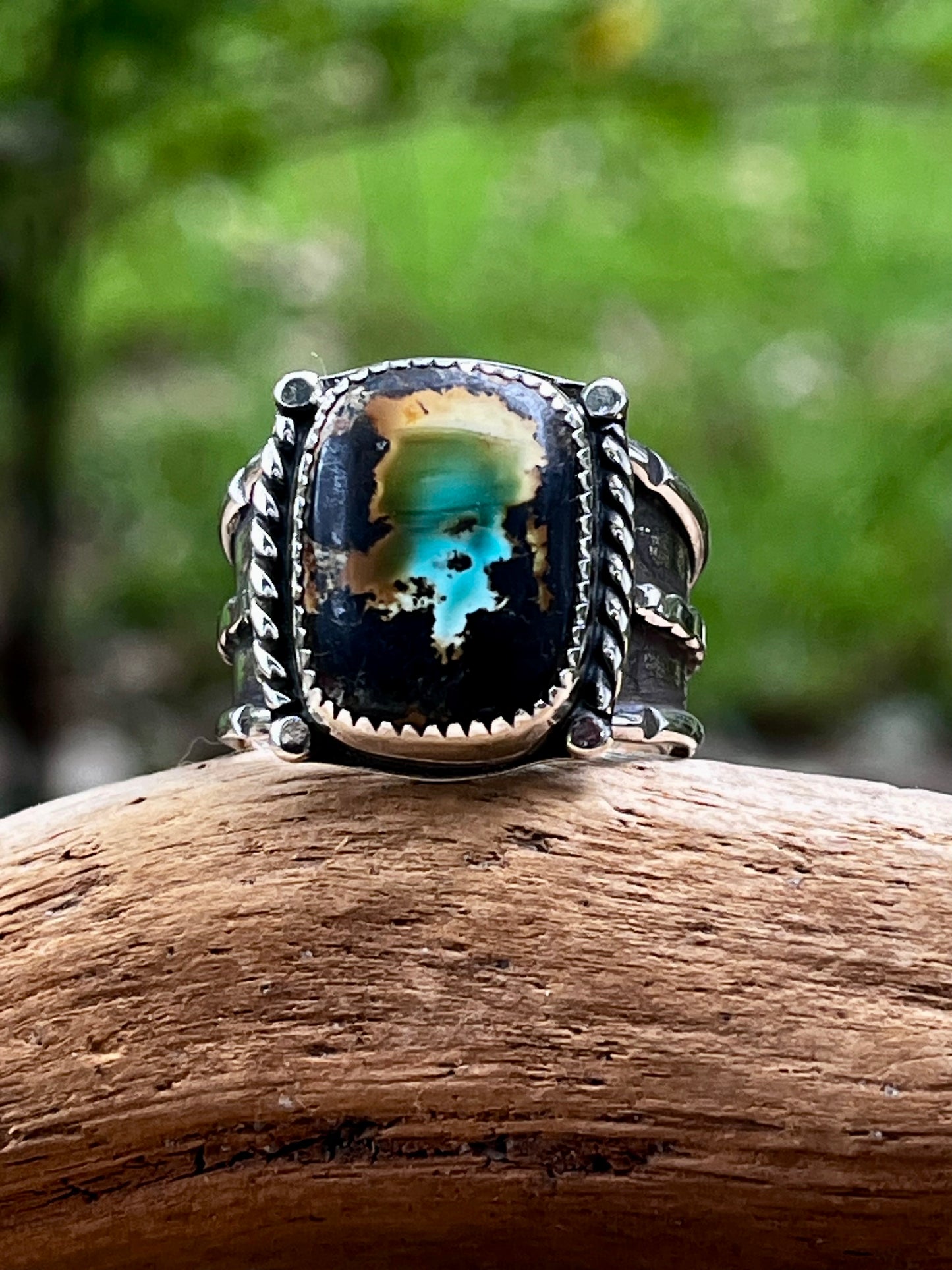 “The mind blown” Natural Black Hills turquoise ring-size 9.75
