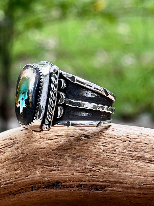 “The mind blown” Natural Black Hills turquoise ring-size 9.75