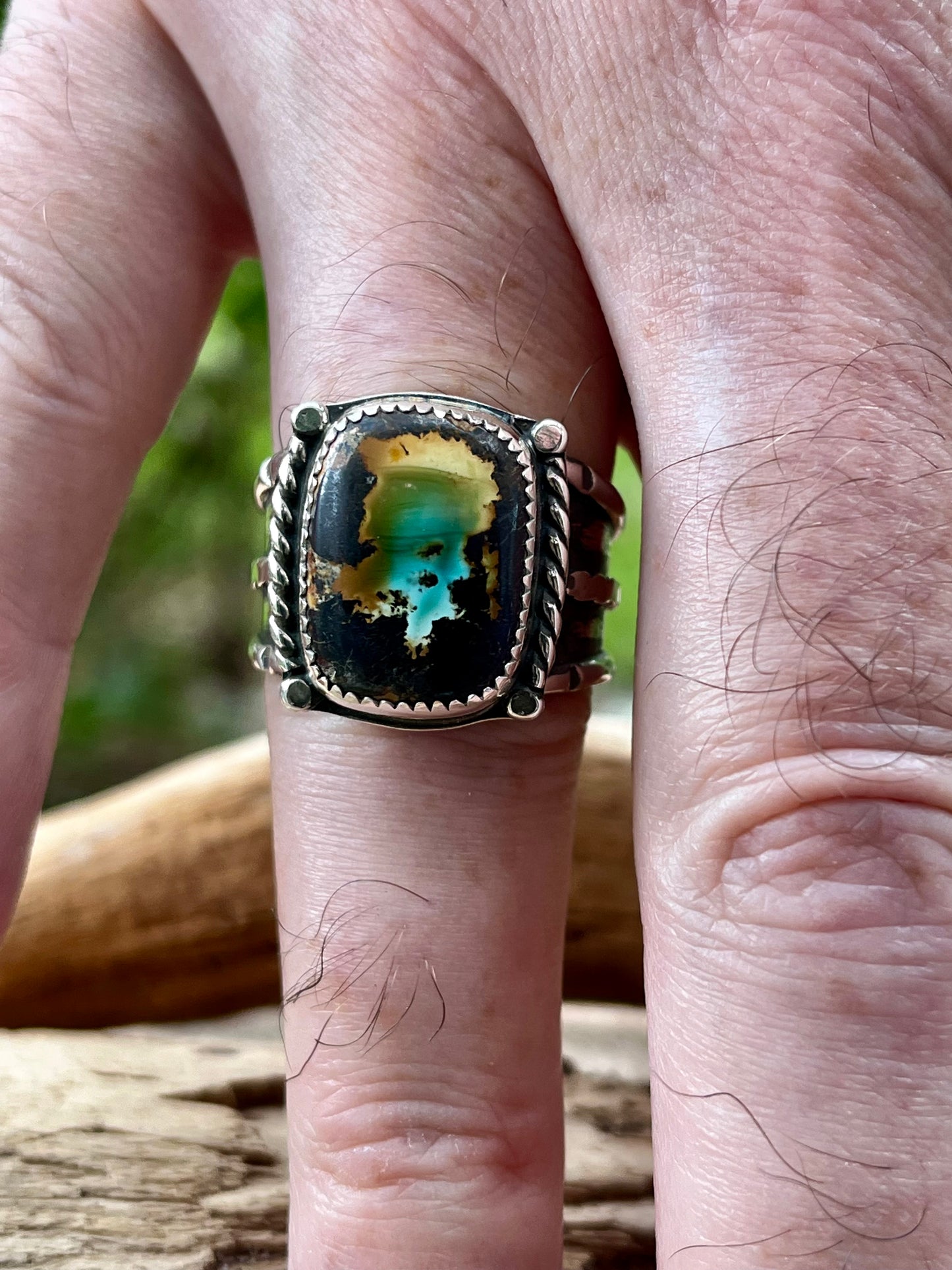 “The mind blown” Natural Black Hills turquoise ring-size 9.75