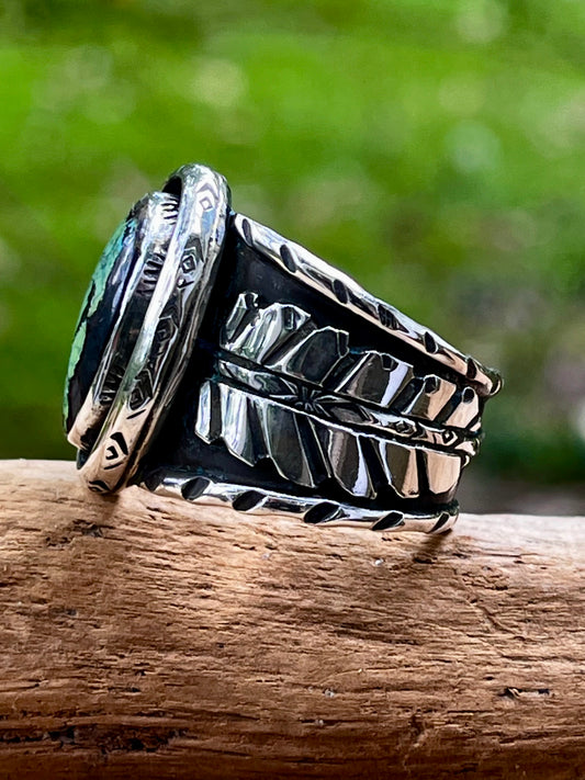 “Lucky being ring” natural high grade rattlesnake turquoise ring-size 10