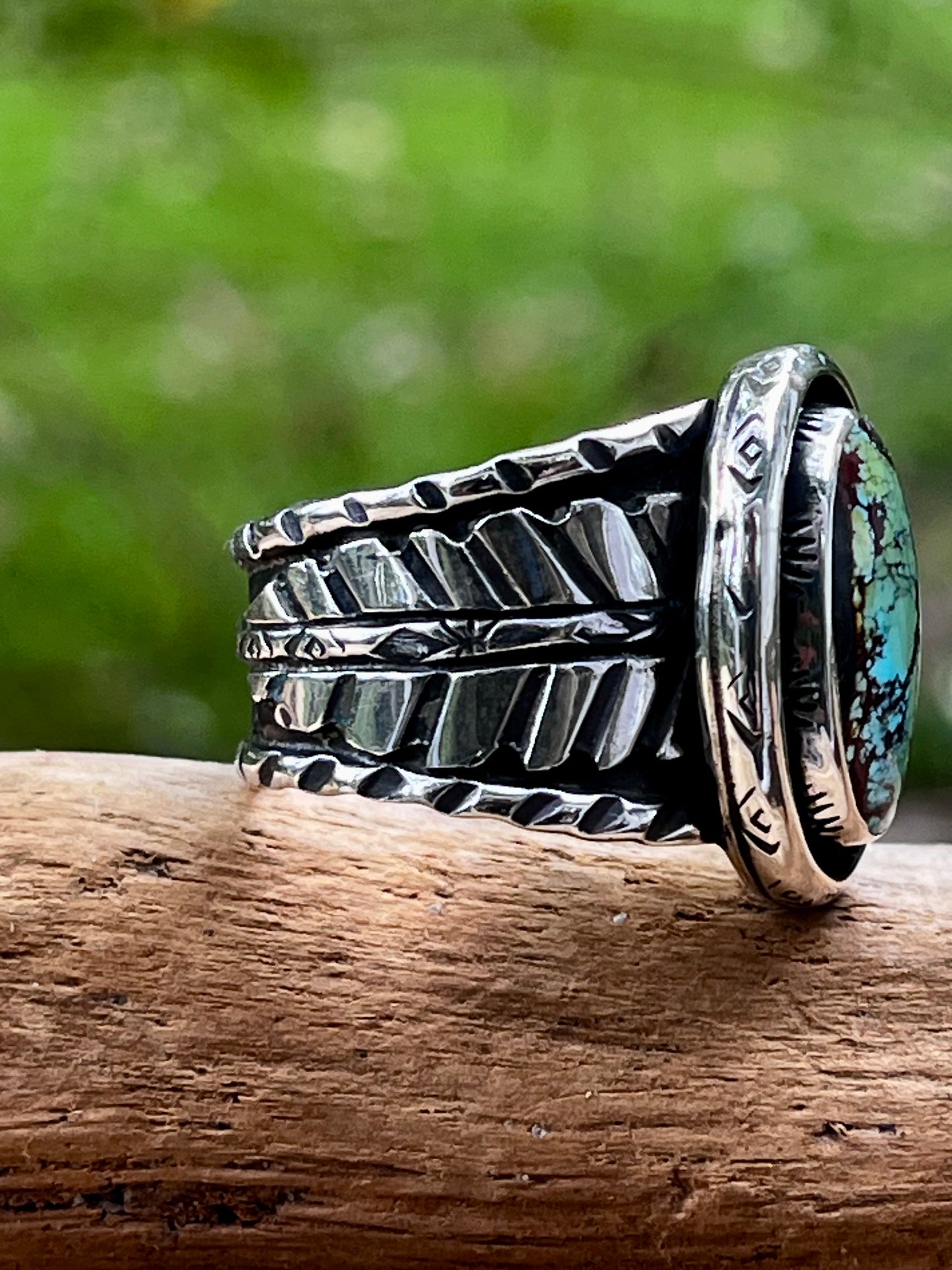 “Lucky being ring” natural high grade rattlesnake turquoise ring-size 10