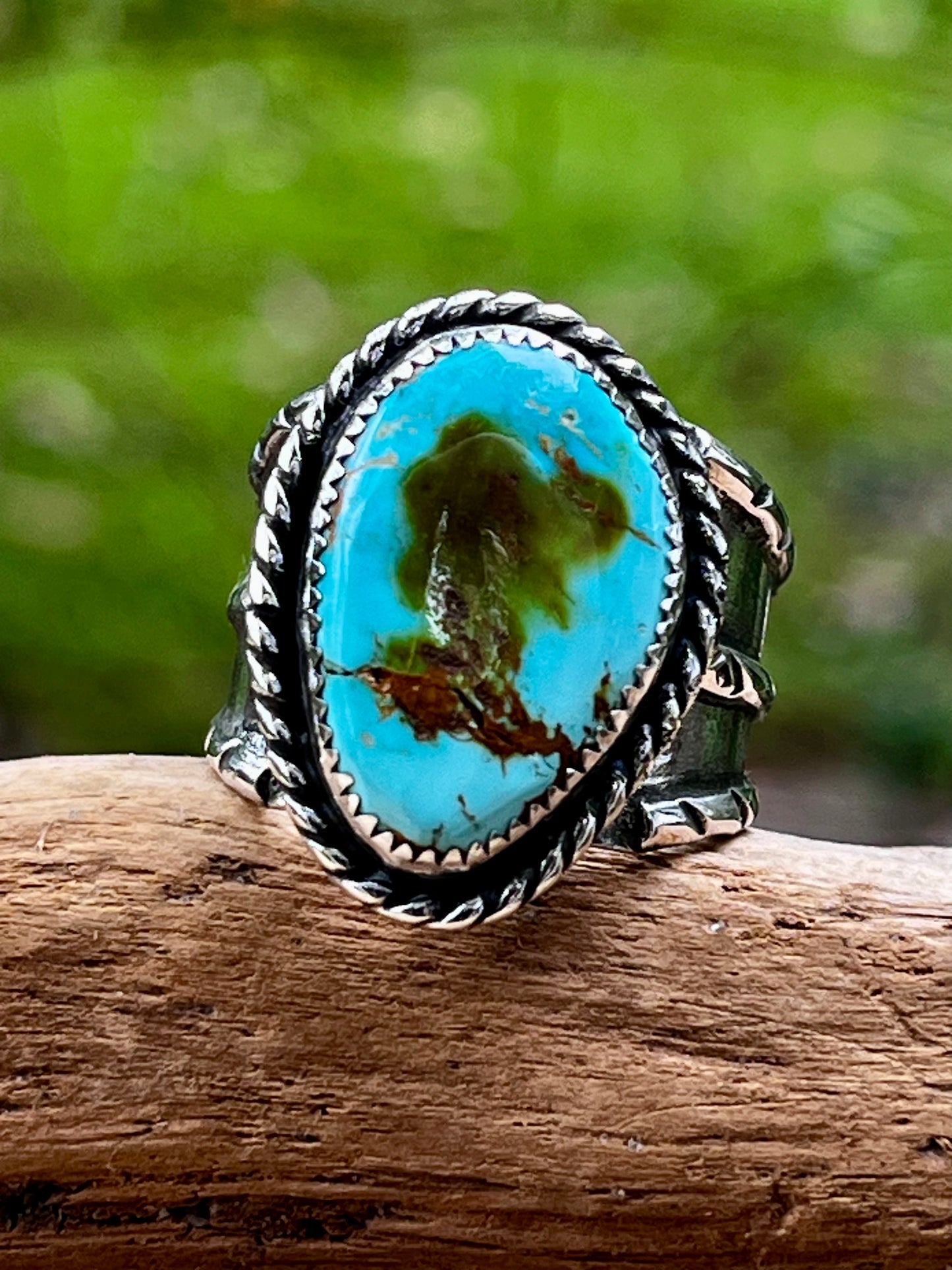 “The Tree” natural royston turquoise ring-size 9.5-9.75
