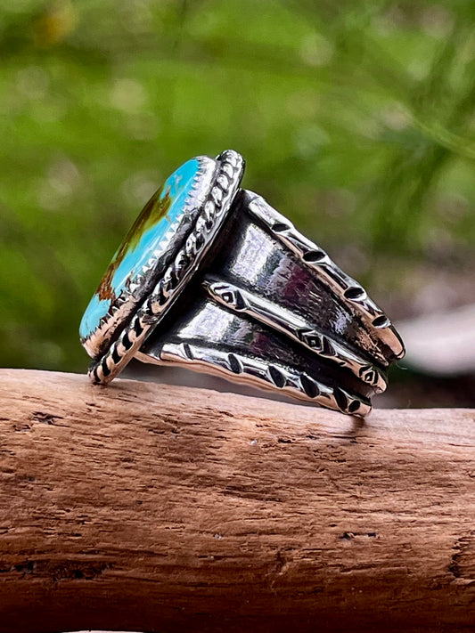 “The Tree” natural royston turquoise ring-size 9.5-9.75