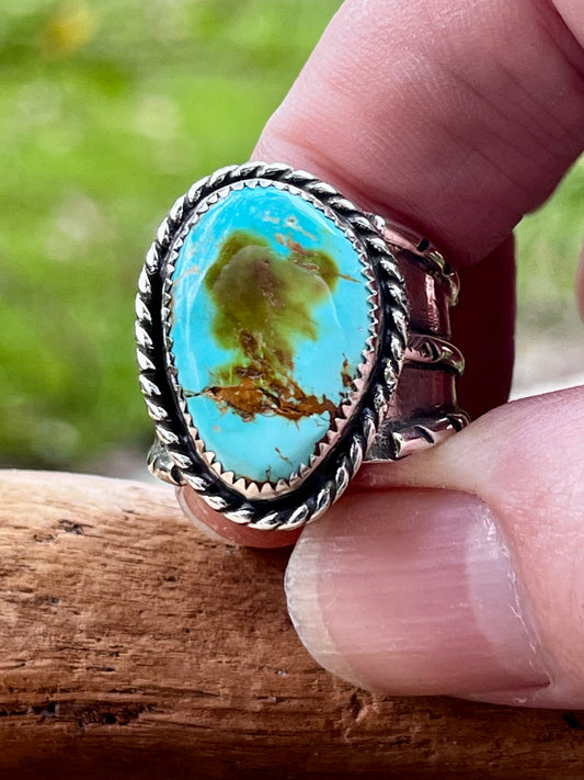 “The Tree” natural royston turquoise ring-size 9.5-9.75