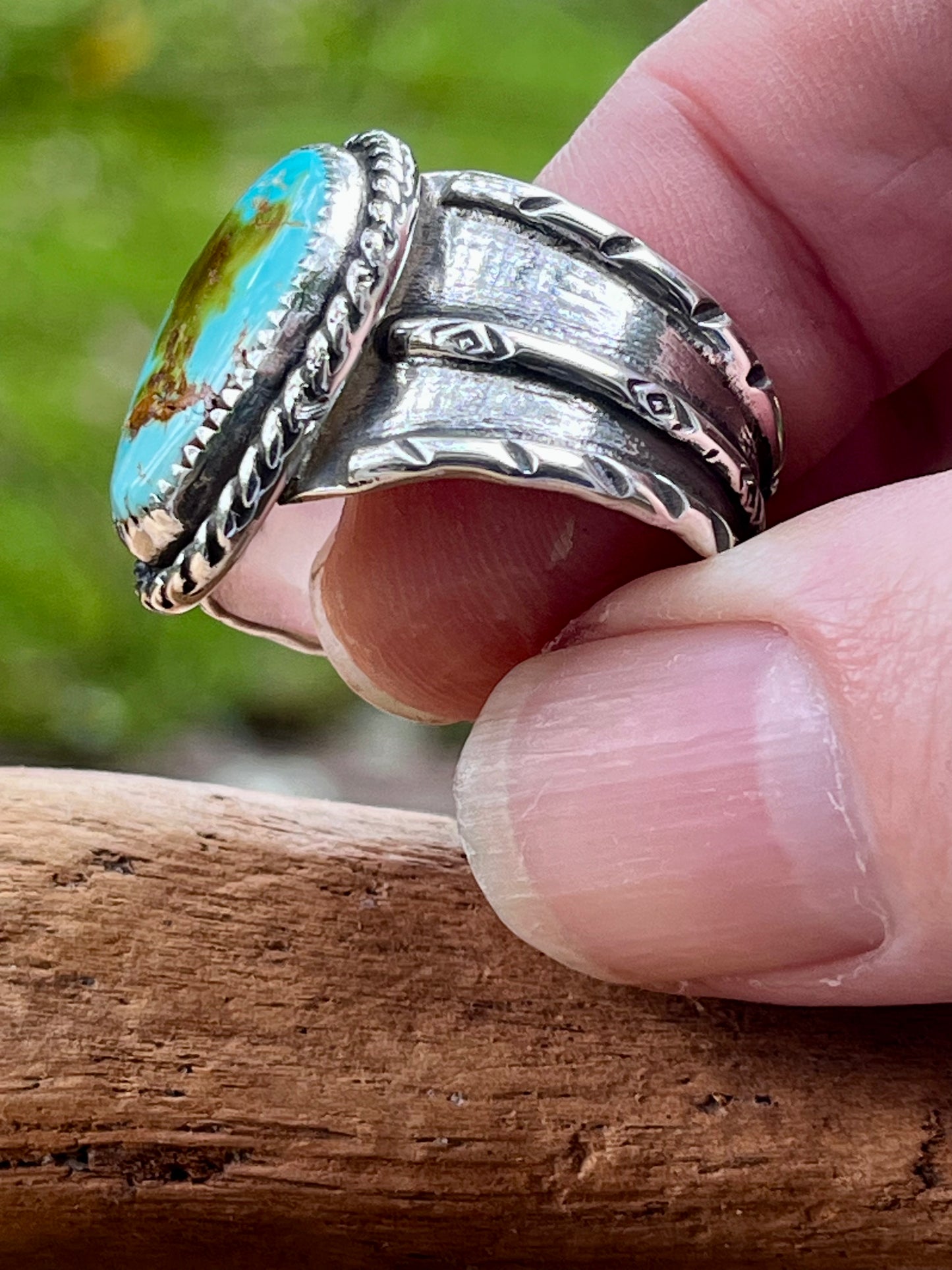“The Tree” natural royston turquoise ring-size 9.5-9.75