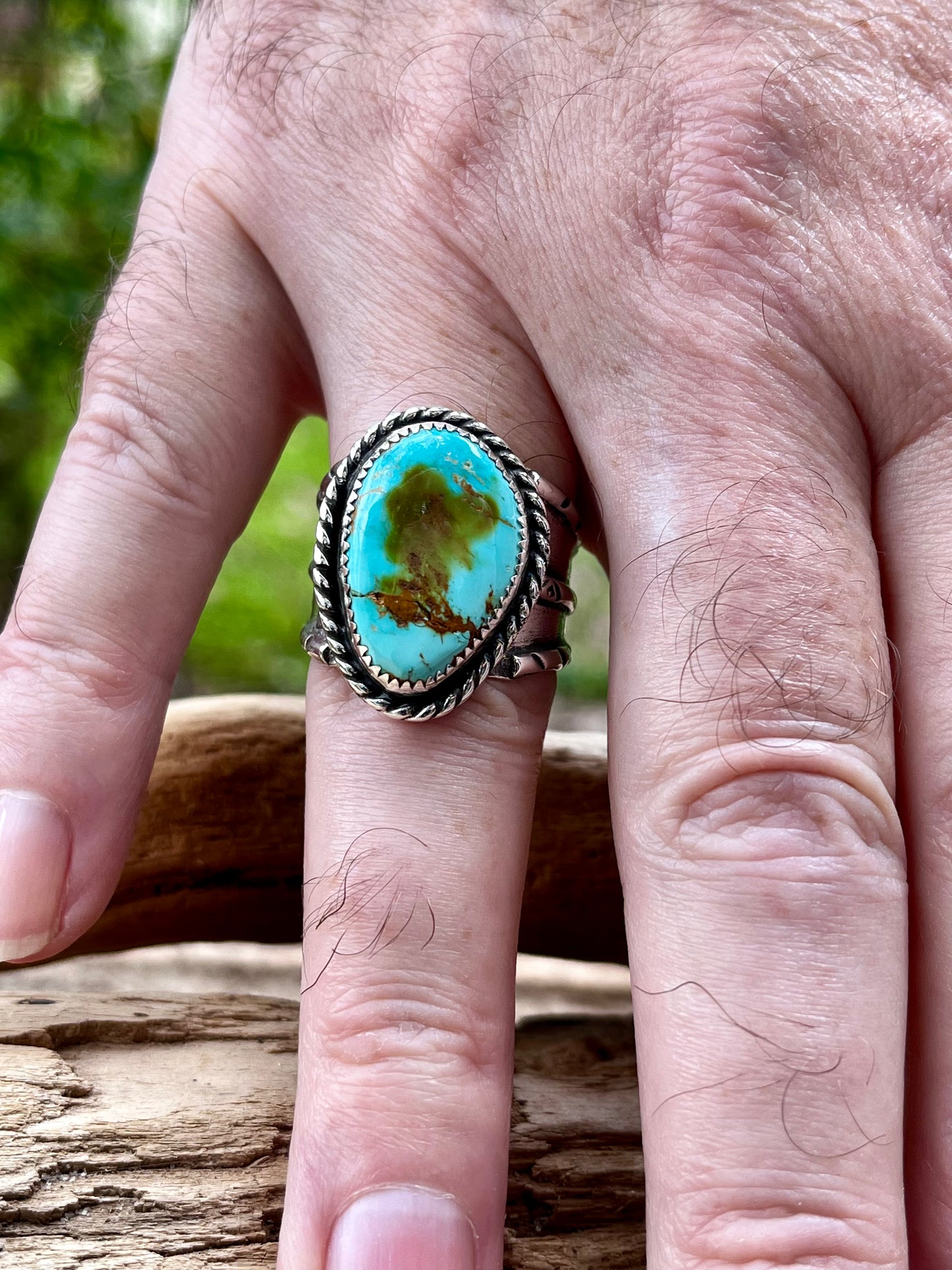 “The Tree” natural royston turquoise ring-size 9.5-9.75