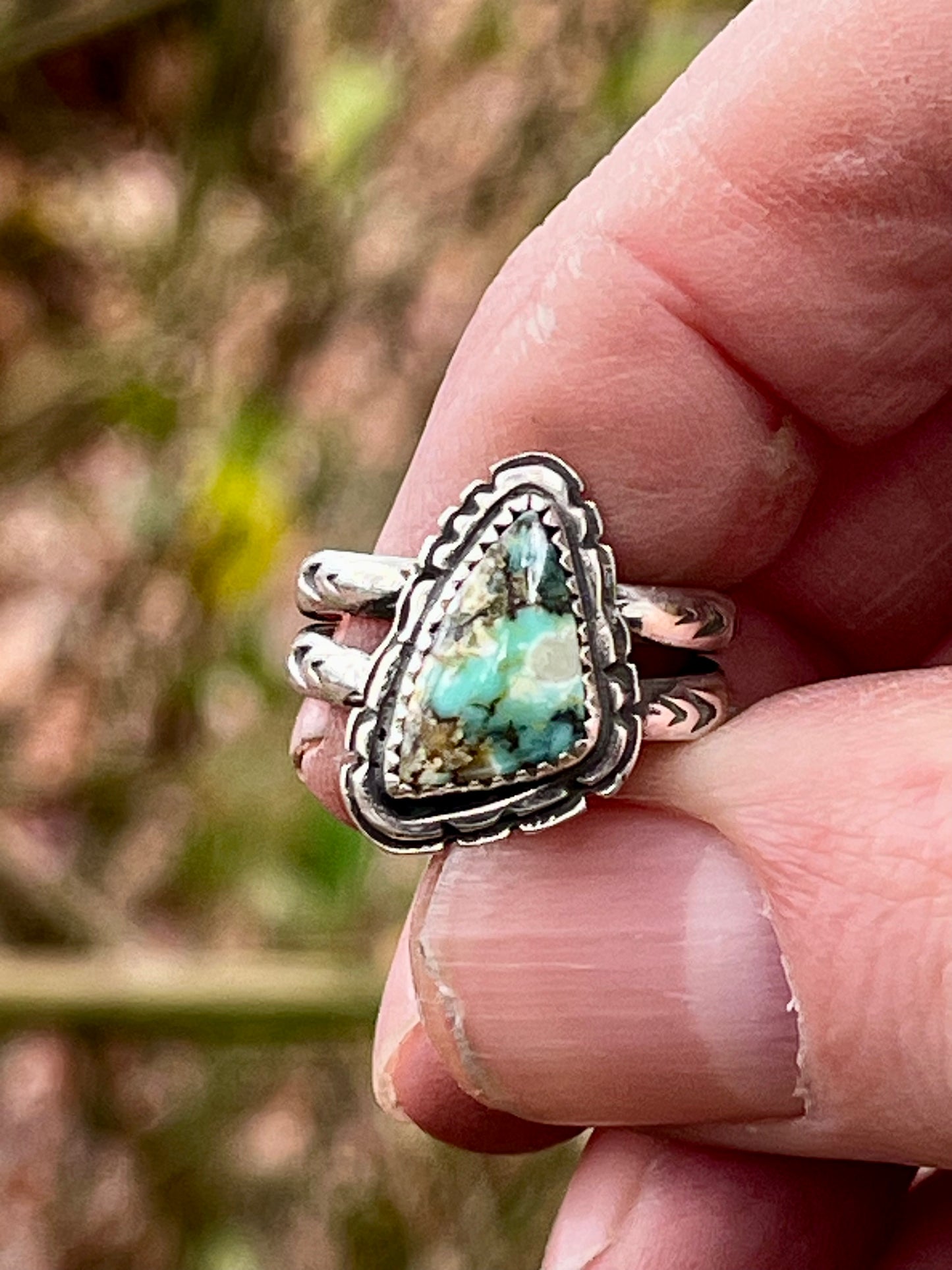 Natural Happy Variscite Ring Sz-6