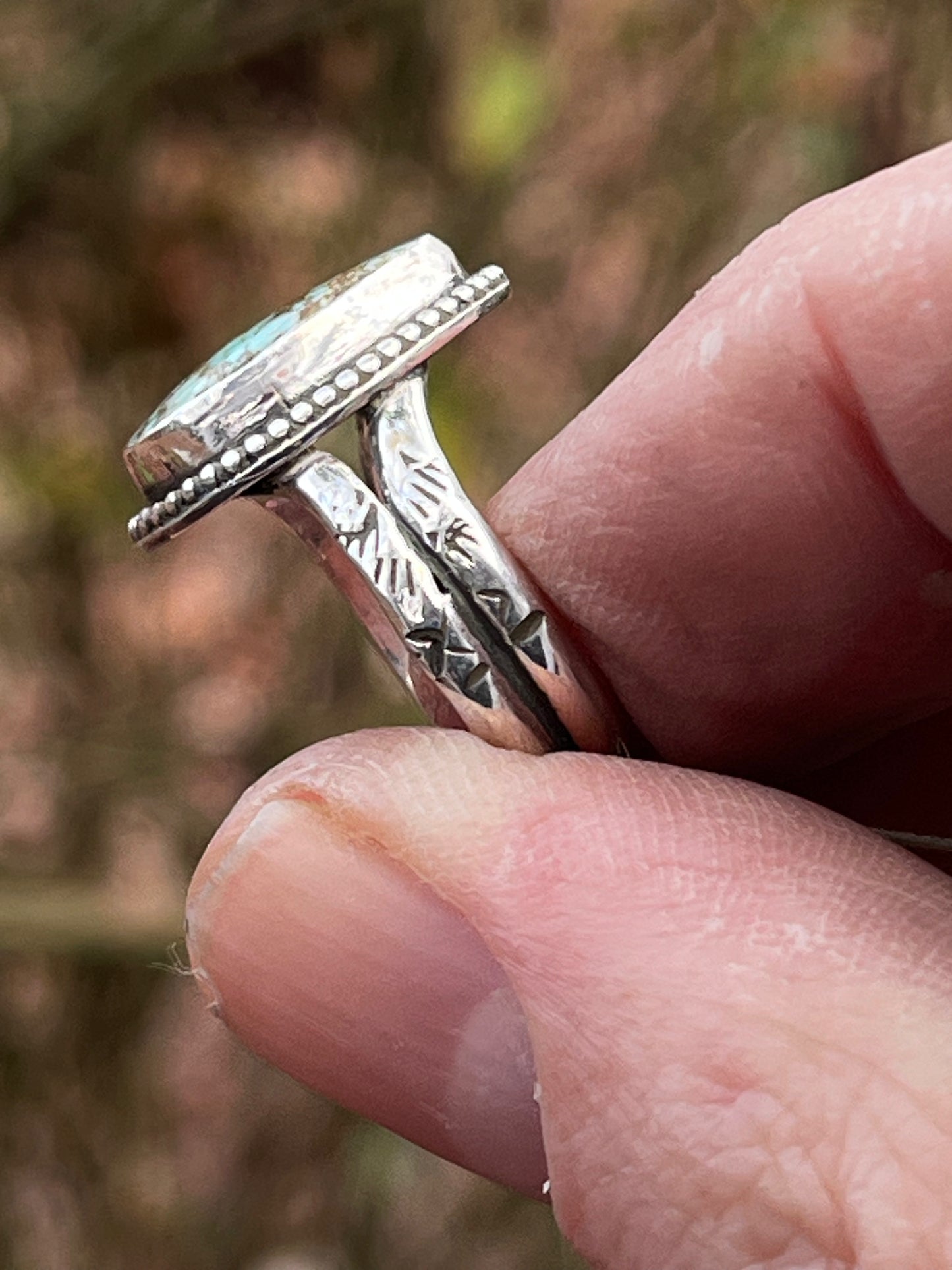 Natural High grade Rattlesnake turquoise ring Sz-7