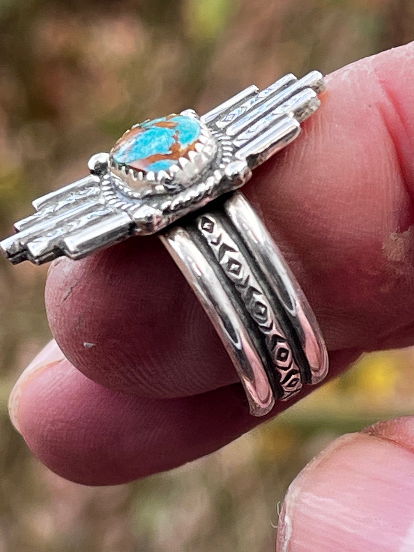 Natural High grade Royston Turquoise ring Sz-7