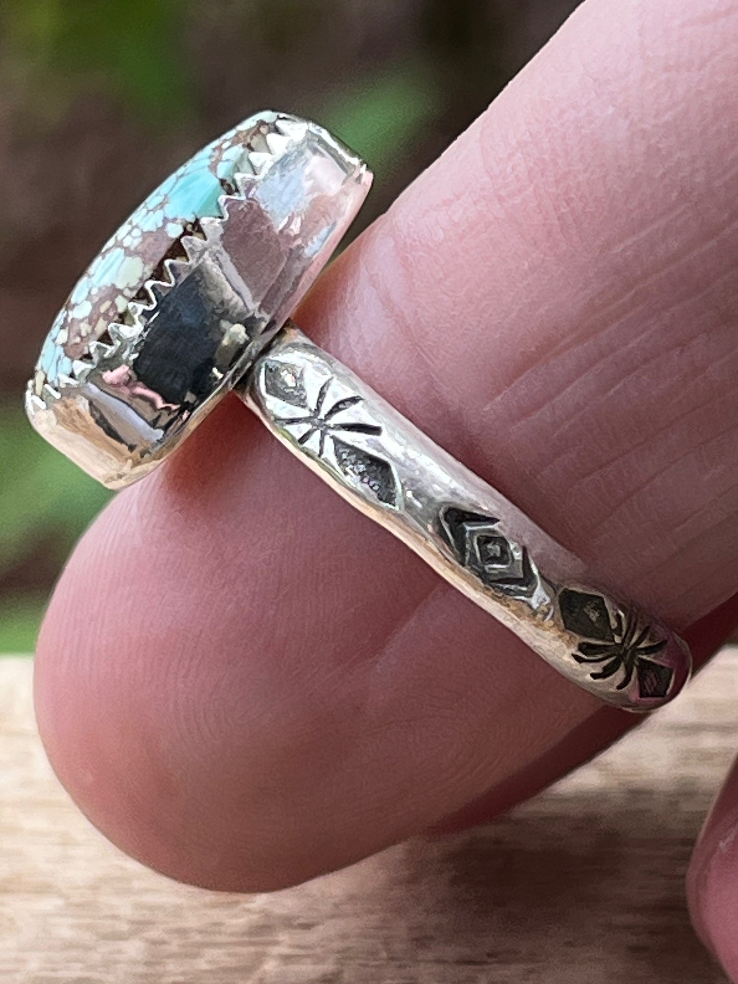 Natural high grade Gobi Desert Turquoise stacker ring Sz-8.5