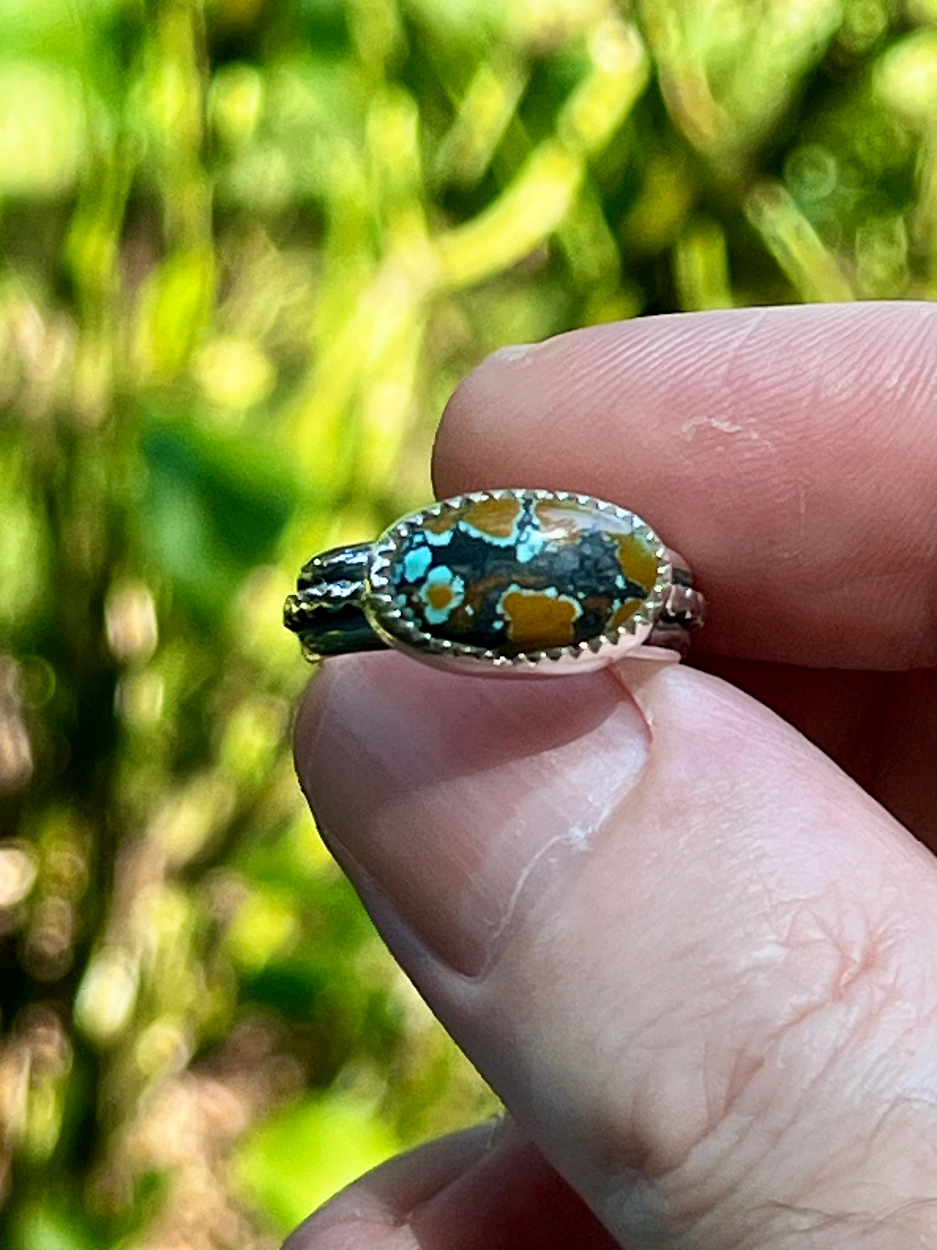 ブルームーン Blue Moon “stacker” Turquoise ring. Size-6 – Lucky Drifter Jewelry