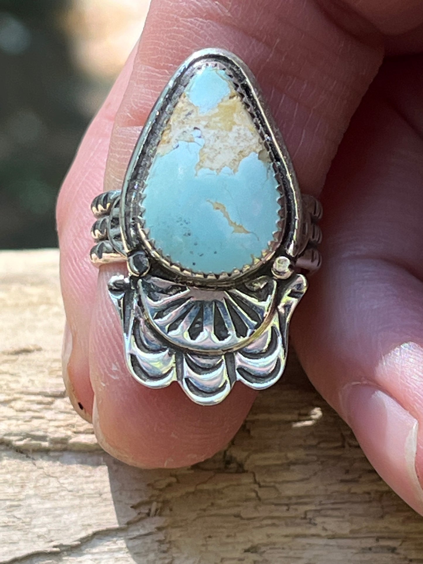 Royston Turquoise “mandala-ish” ring-size 7.5