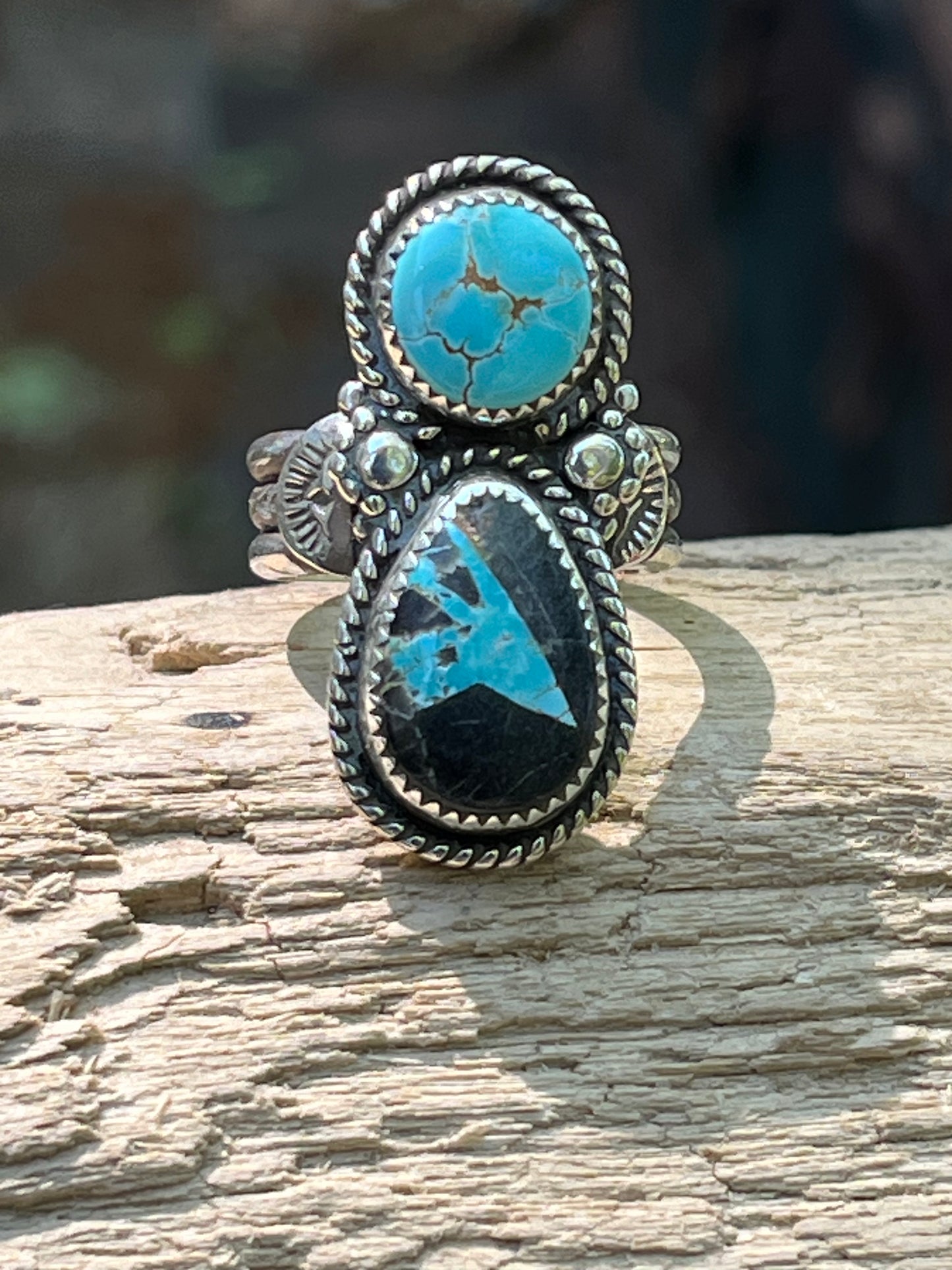 Brannon Blue and Royston Turquoise ring-size 7.5