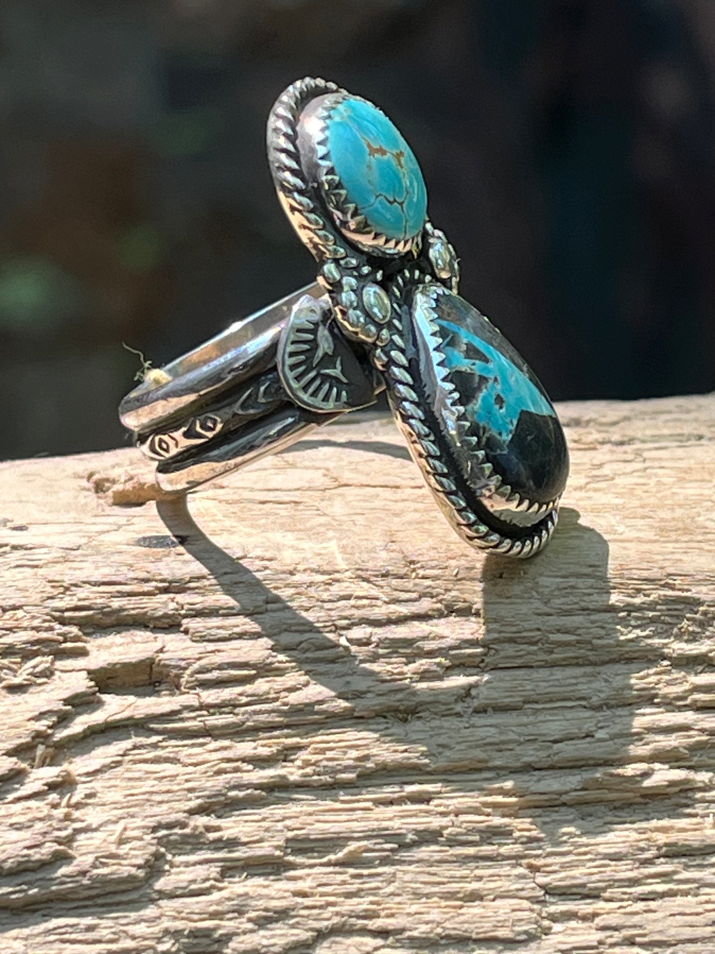 Brannon Blue and Royston Turquoise ring-size 7.5