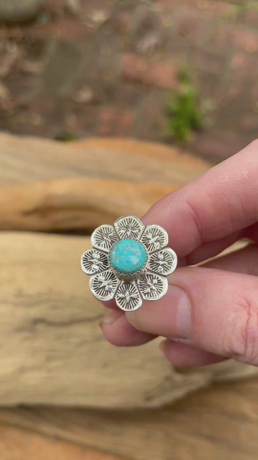 Bluebird turquoise-spinner ring. Size-7.5