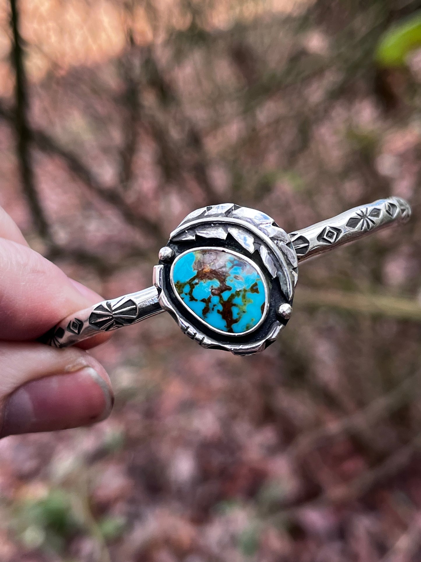 Kingman turquoise feather bracelet