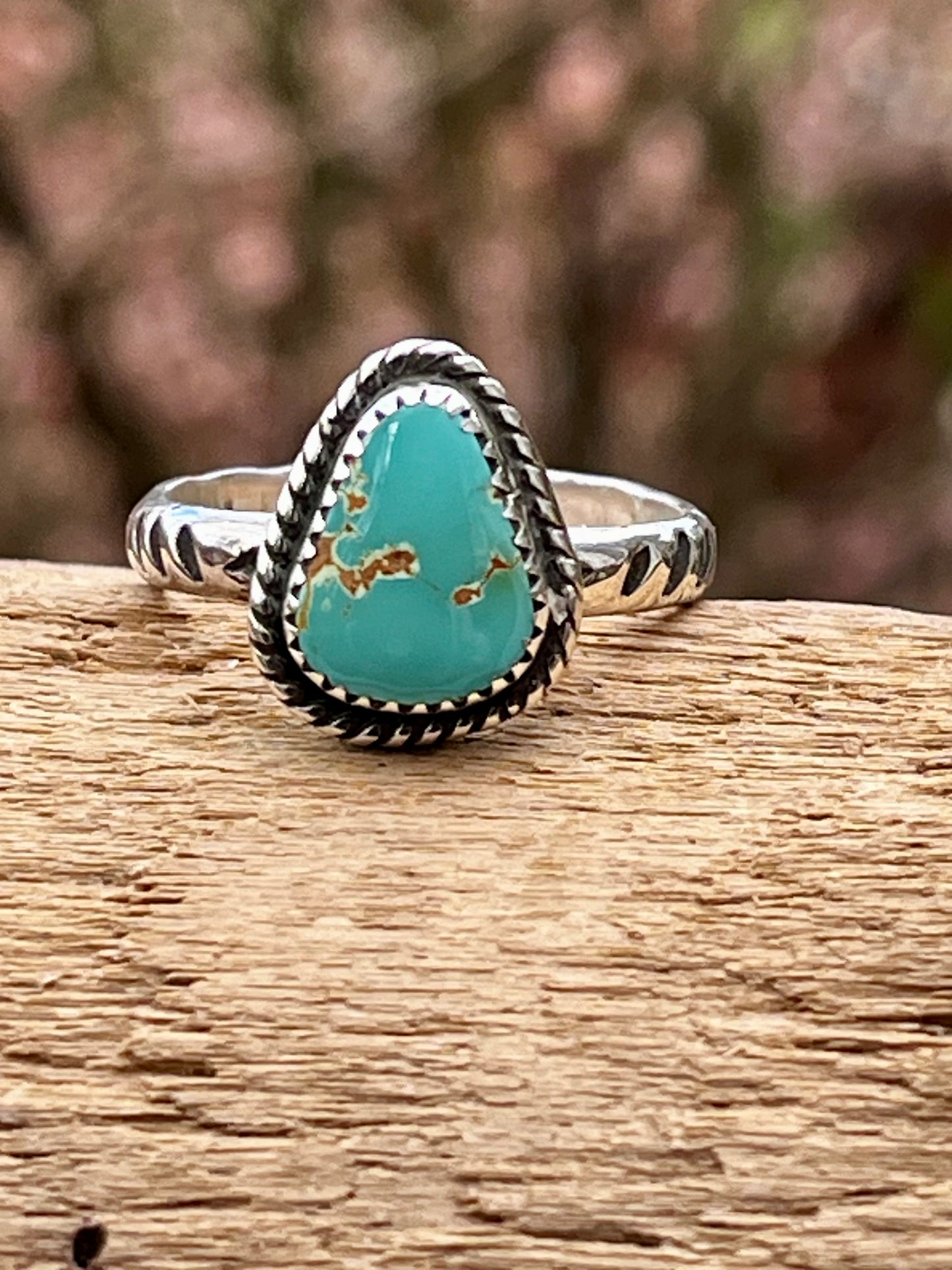 Natural High grade Royston Turquoise ring Sz-9