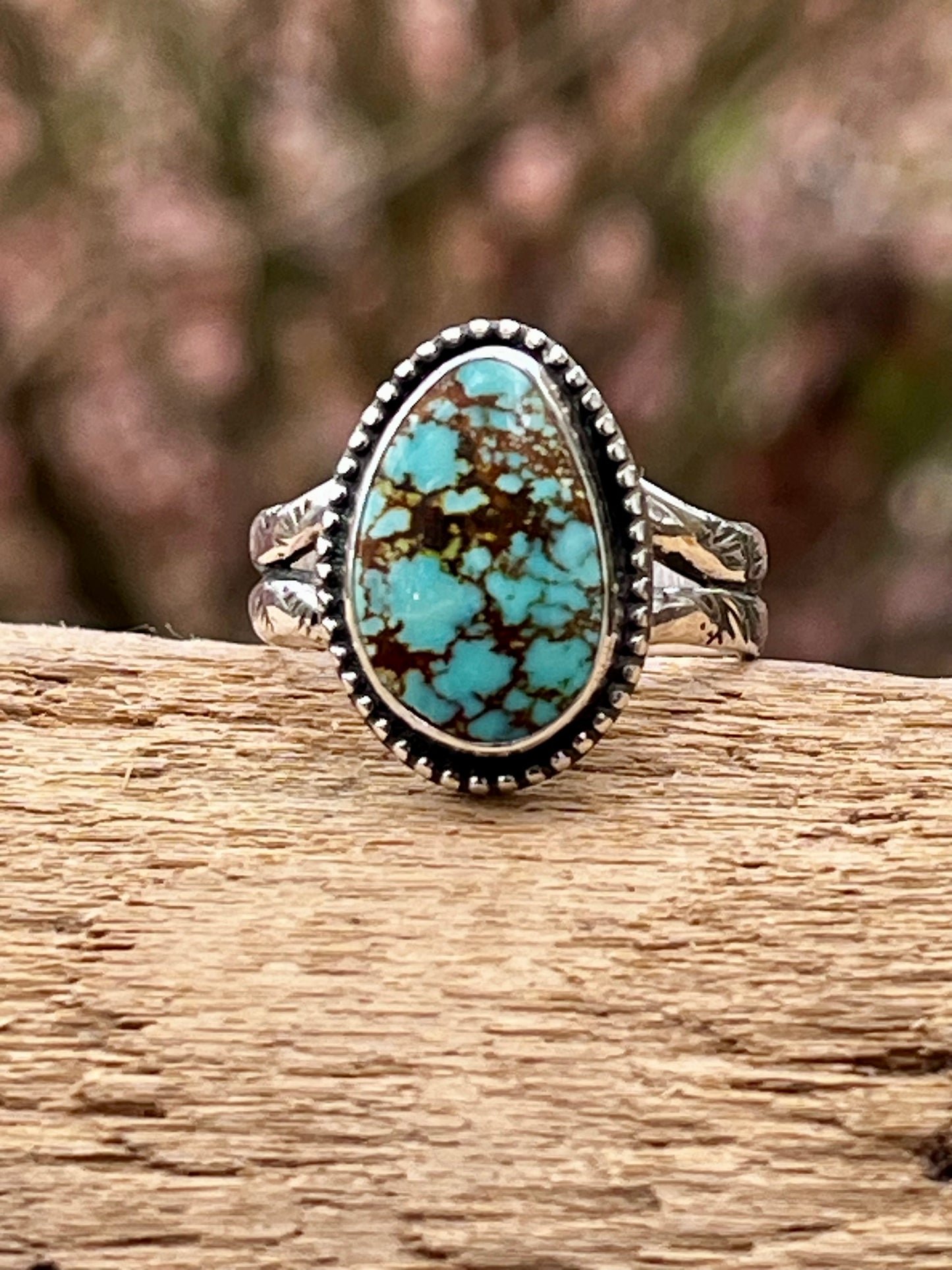 Natural High grade Rattlesnake turquoise ring Sz-7