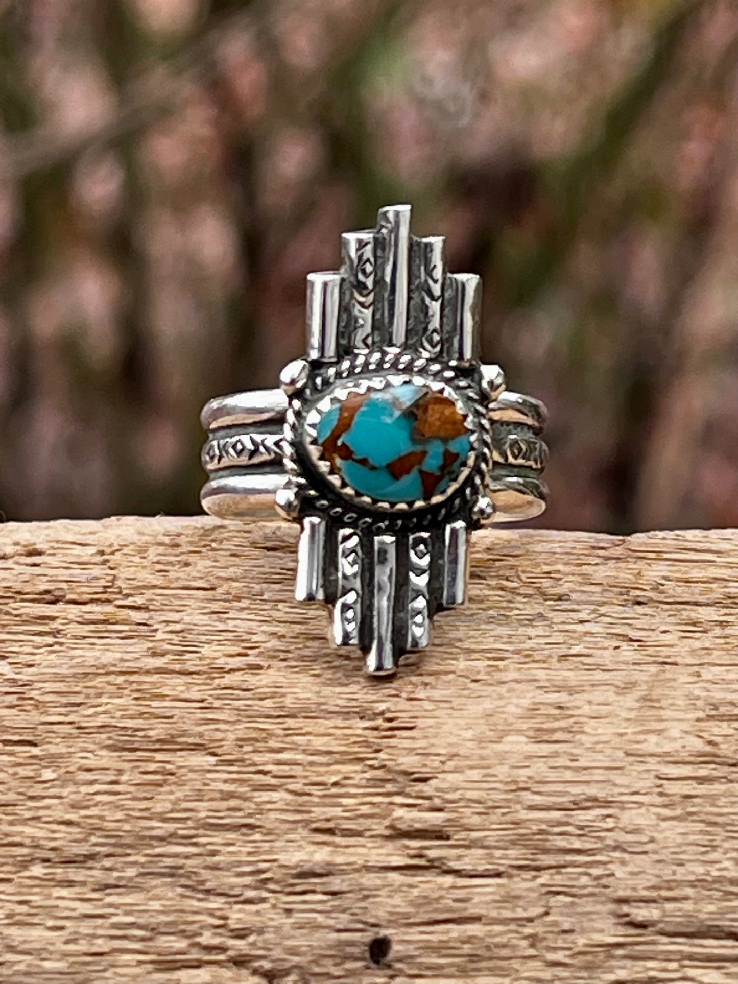 Natural High grade Royston Turquoise ring Sz-7