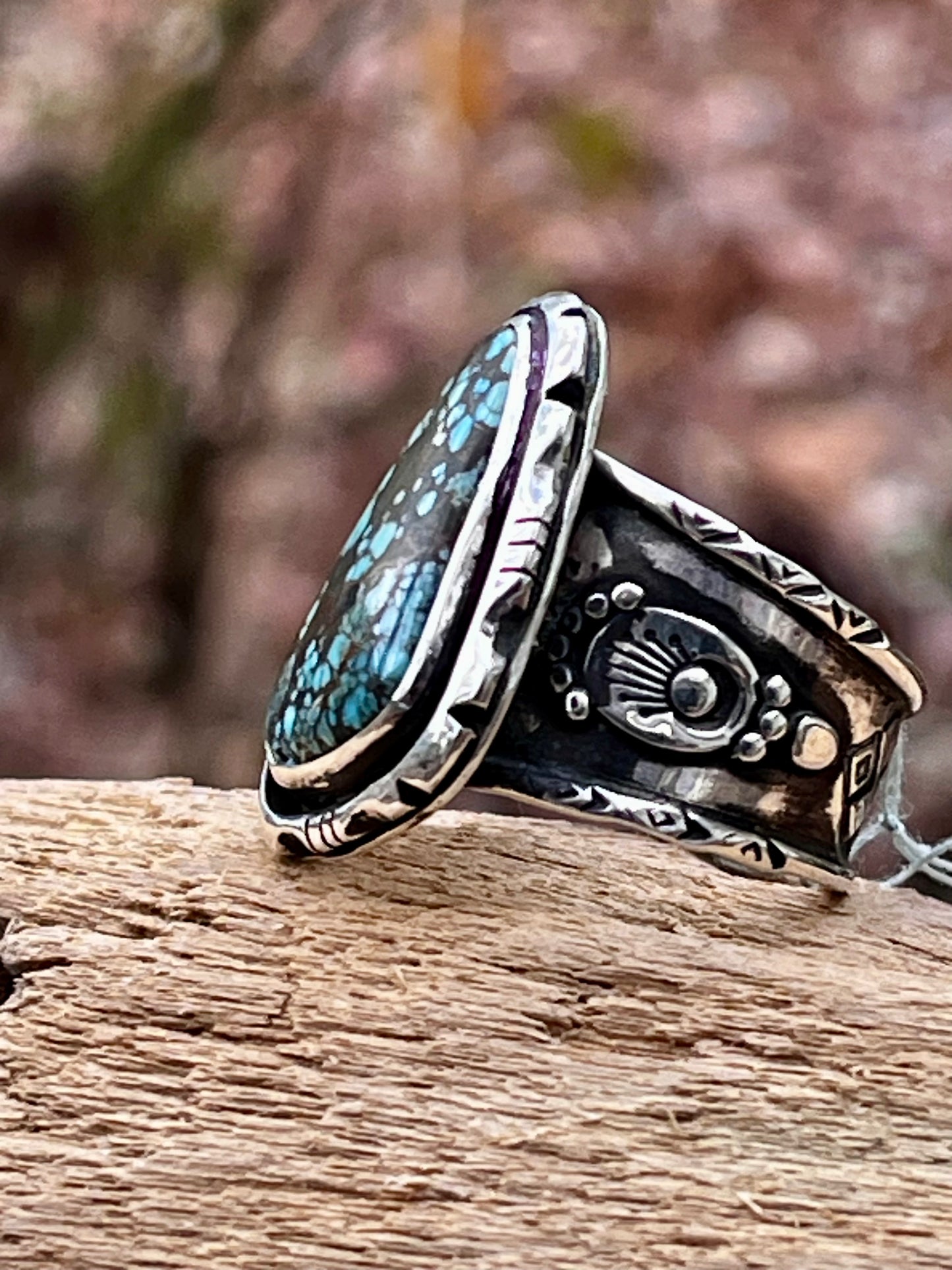 Natural High grade Blue Moon turquoise statement ring Sz-7