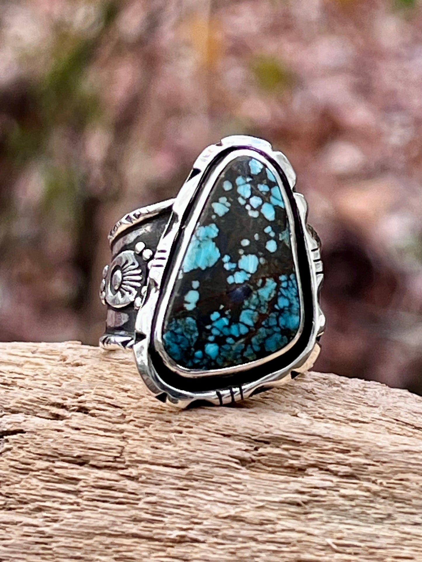 Natural High grade Blue Moon turquoise statement ring Sz-7