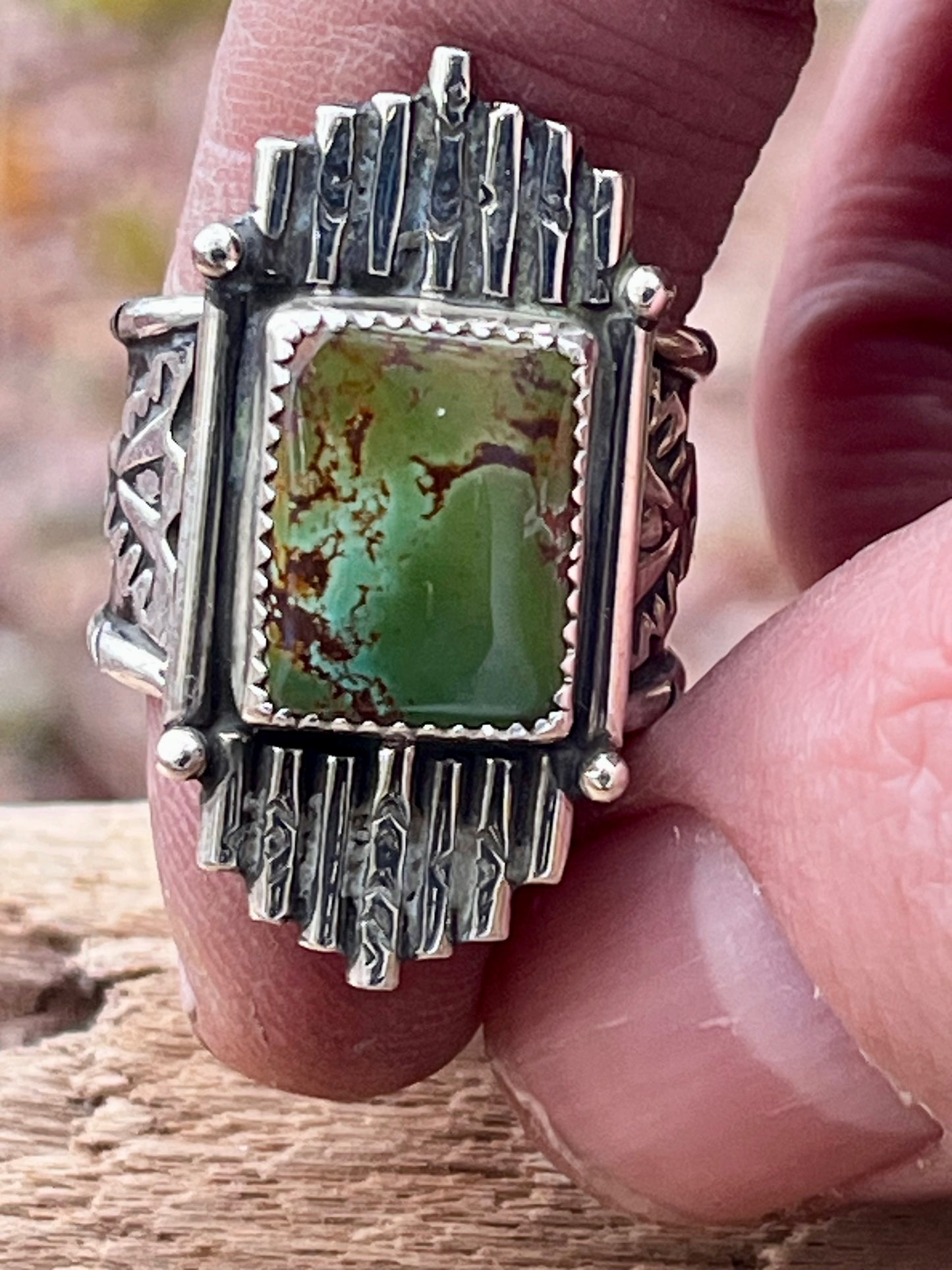 Natural High grade Royston Turquoise ring Sz-8.5