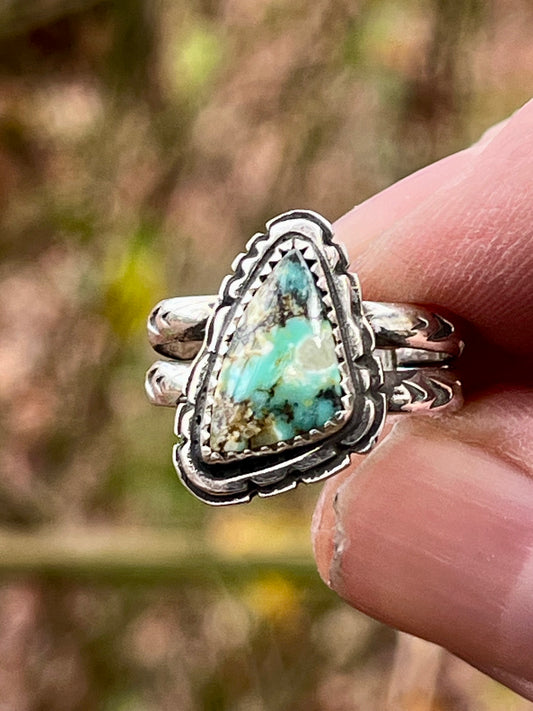 Natural Happy Variscite Ring Sz-6