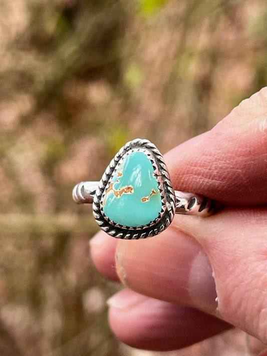 Natural High grade Royston Turquoise ring Sz-9