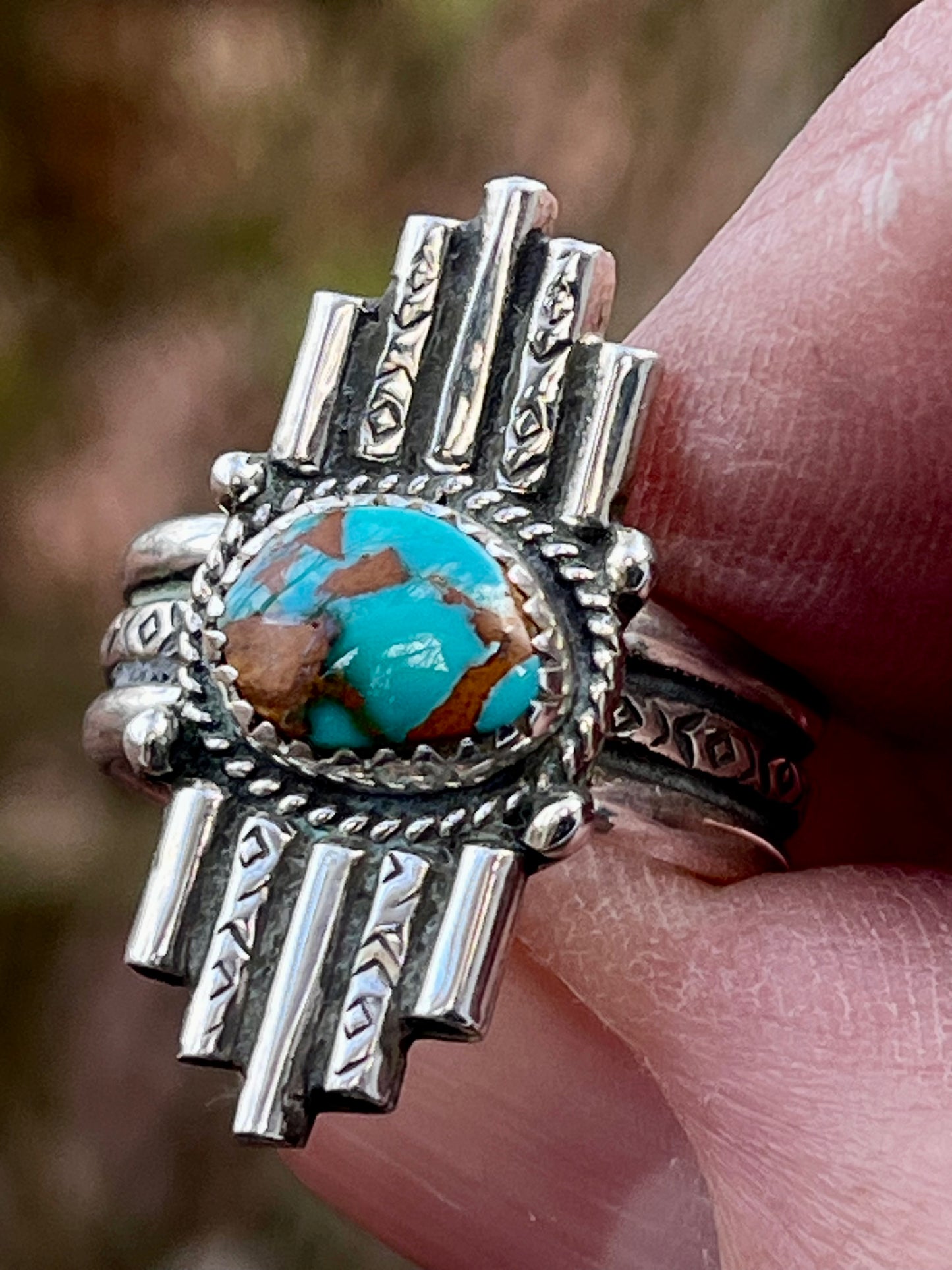 Natural High grade Royston Turquoise ring Sz-7