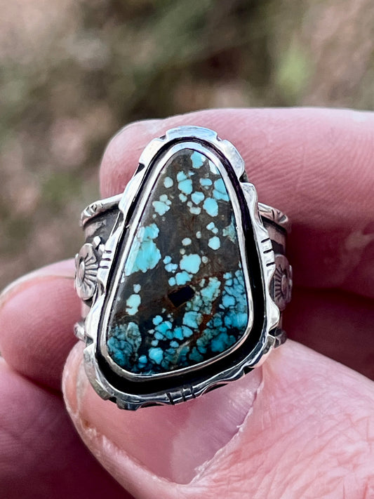 Natural High grade Blue Moon turquoise statement ring Sz-7