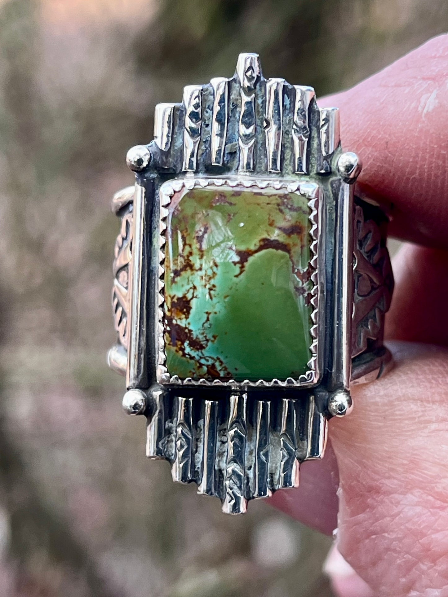 Natural High grade Royston Turquoise ring Sz-8.5
