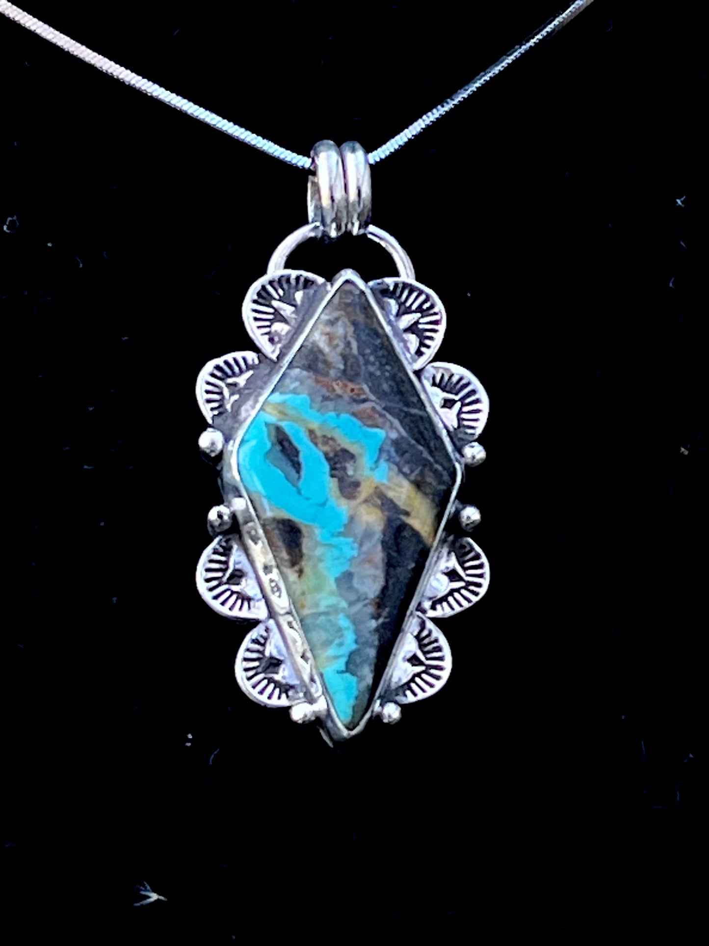 Handcrafted Tyrone Turquoise pendant