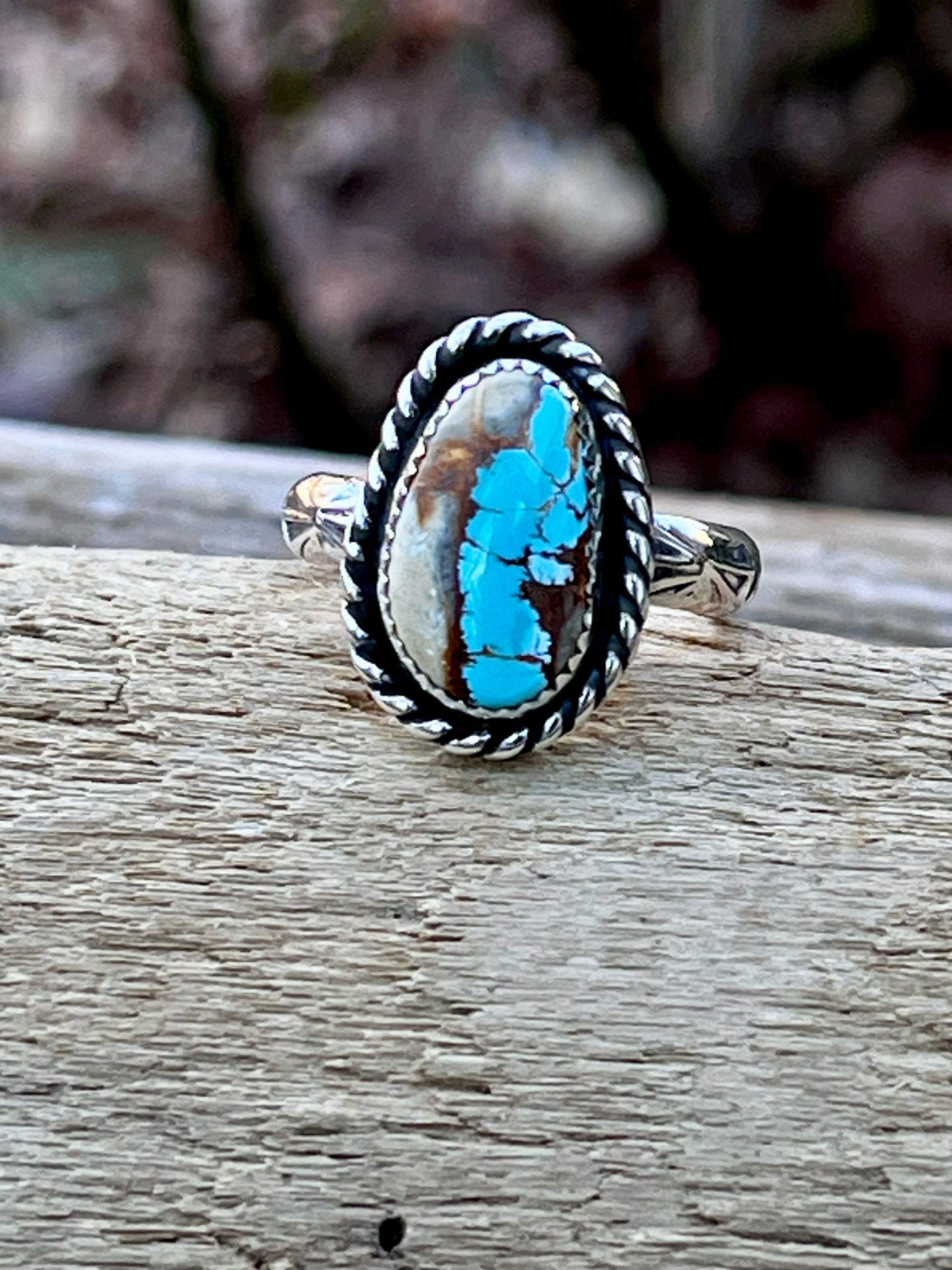Royston ribbon Turquoise ring Sz- 8