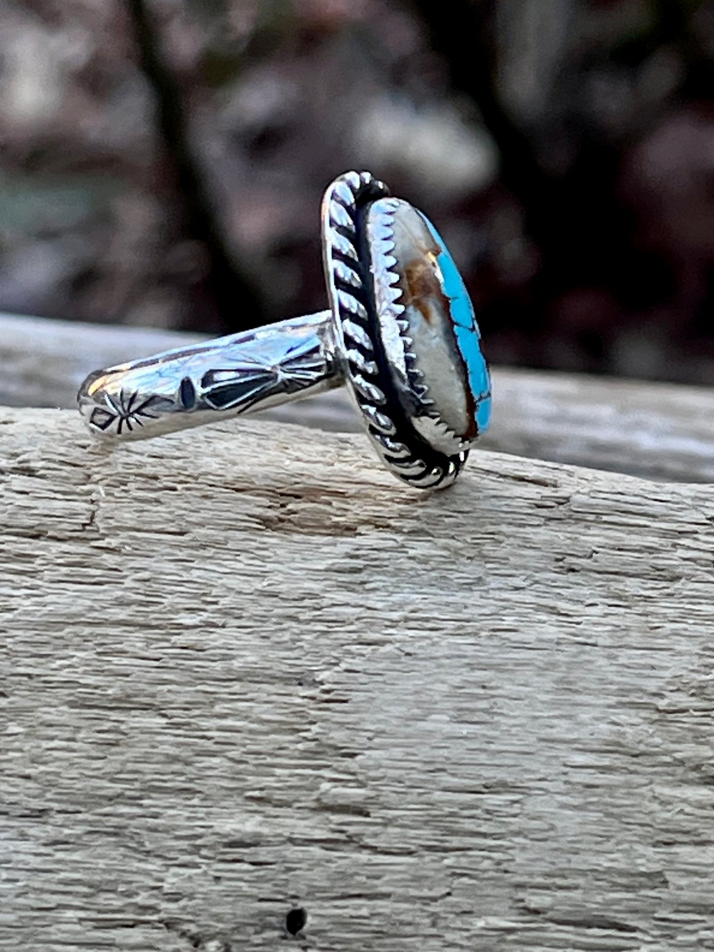 Royston ribbon Turquoise ring Sz- 8