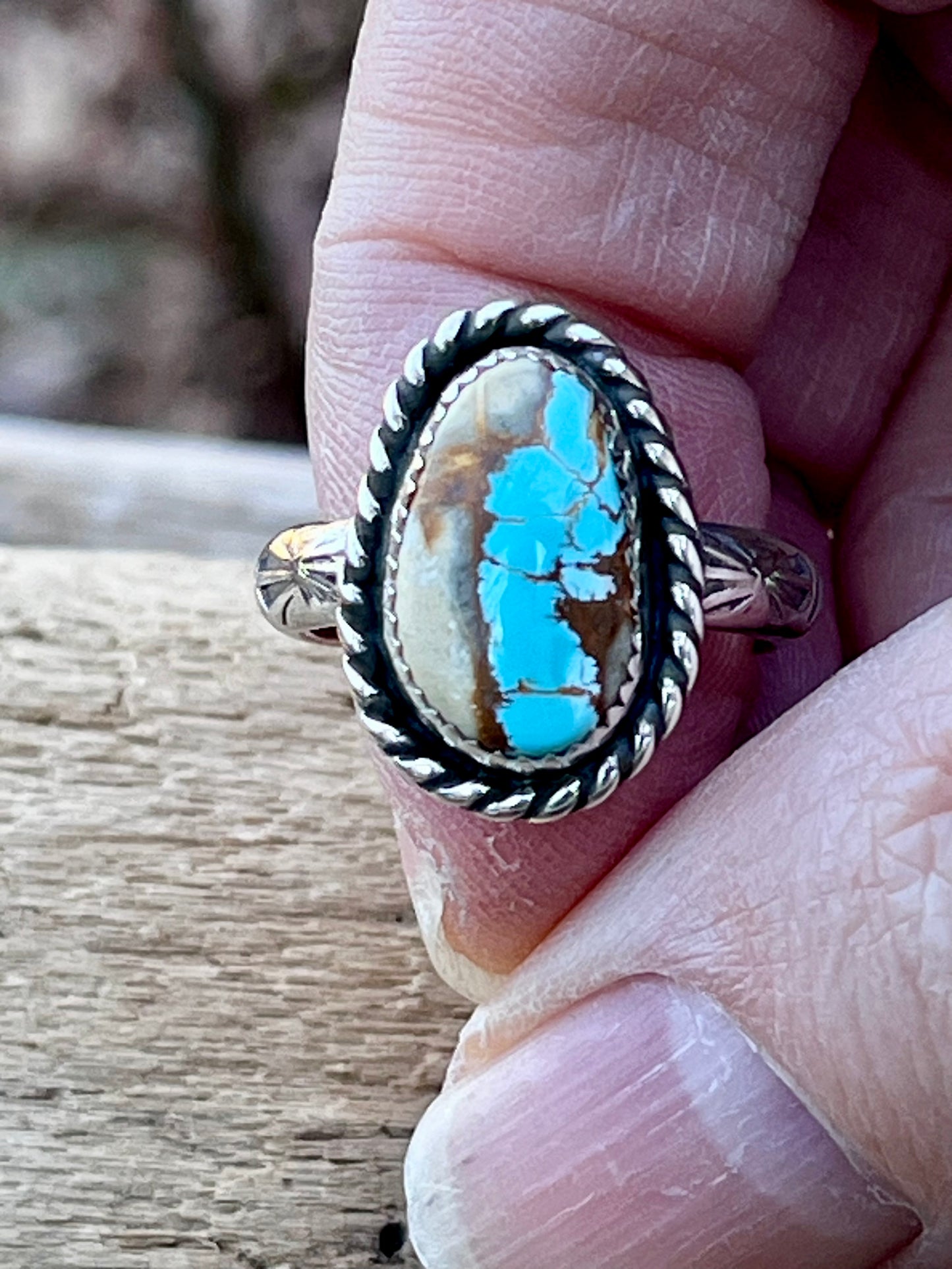 Royston ribbon Turquoise ring Sz- 8